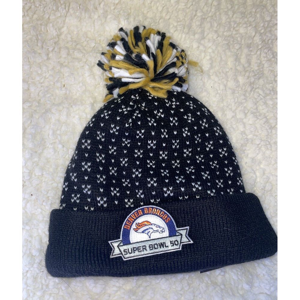 New Era Denver Broncos Super Bowl 50 Offical Sports Knit Beanie &‎ Pom